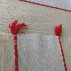 Colcha artesanal Bereber crudo-rojo